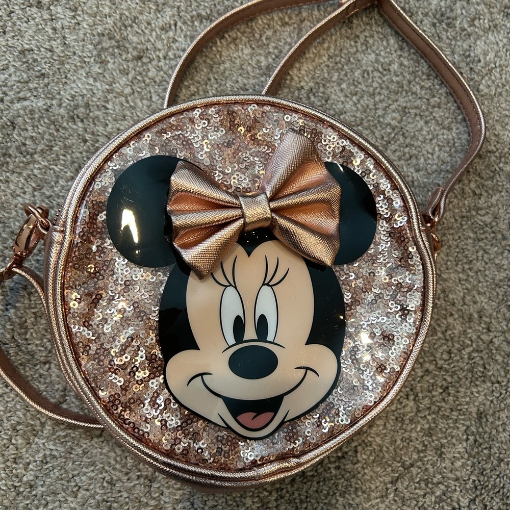 Disney Minnie Mouse Sequin Crossbody Bag - Rose Gold